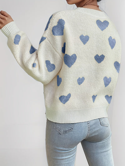 CAMILLE | Pull Doux à Motif Cœur Tendance et Élégant