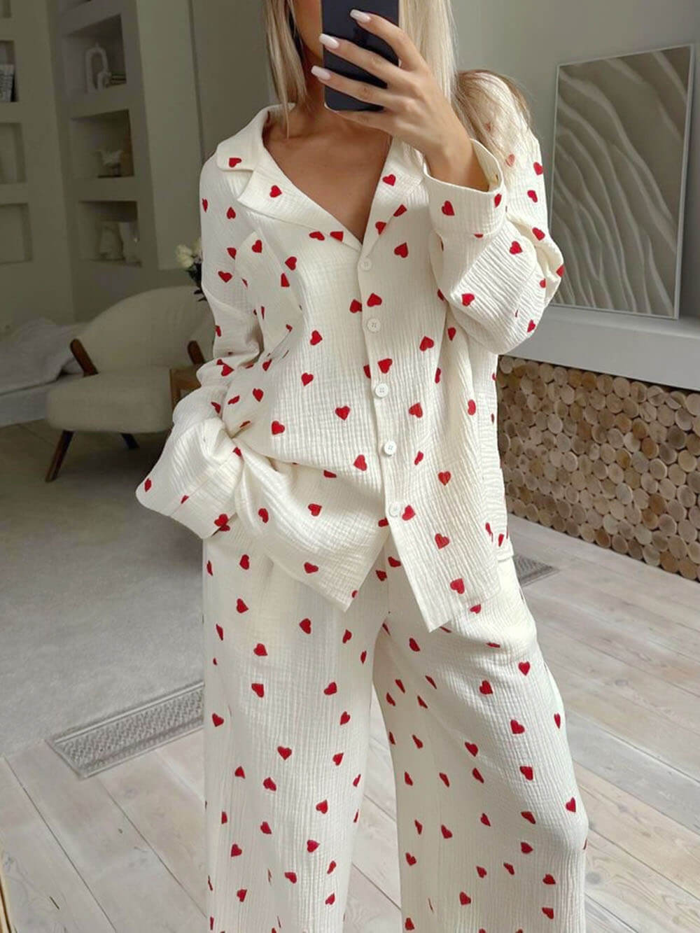 Ensembles de pyjama à imprimé coeur mignon