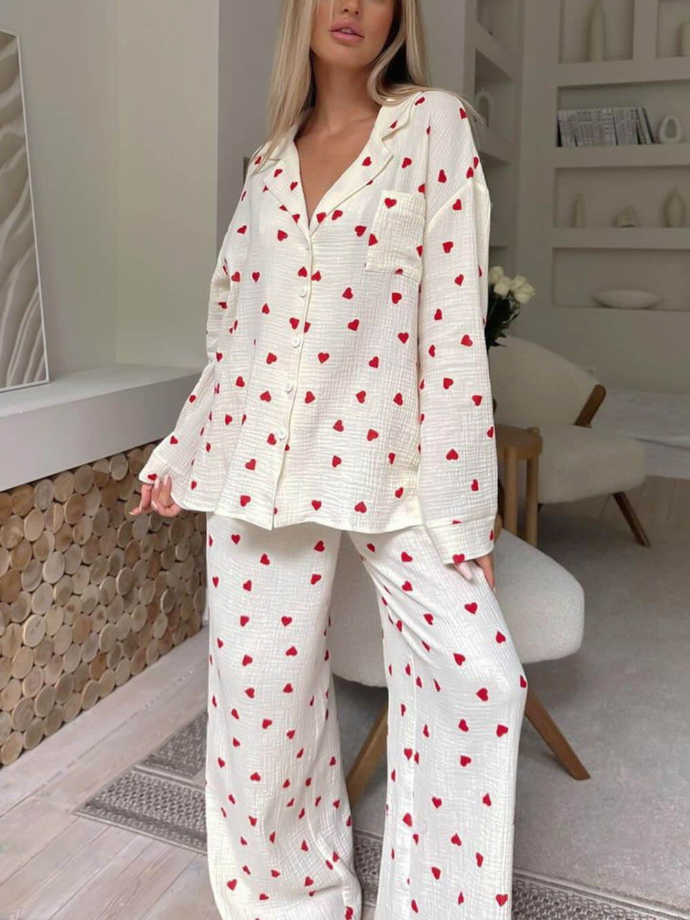 Ensembles de pyjama à imprimé coeur mignon