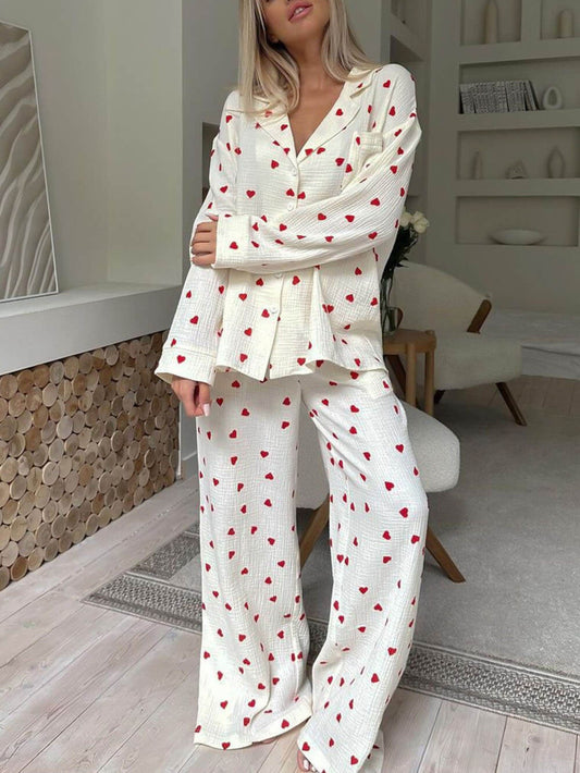 Ensembles de pyjama à imprimé coeur mignon