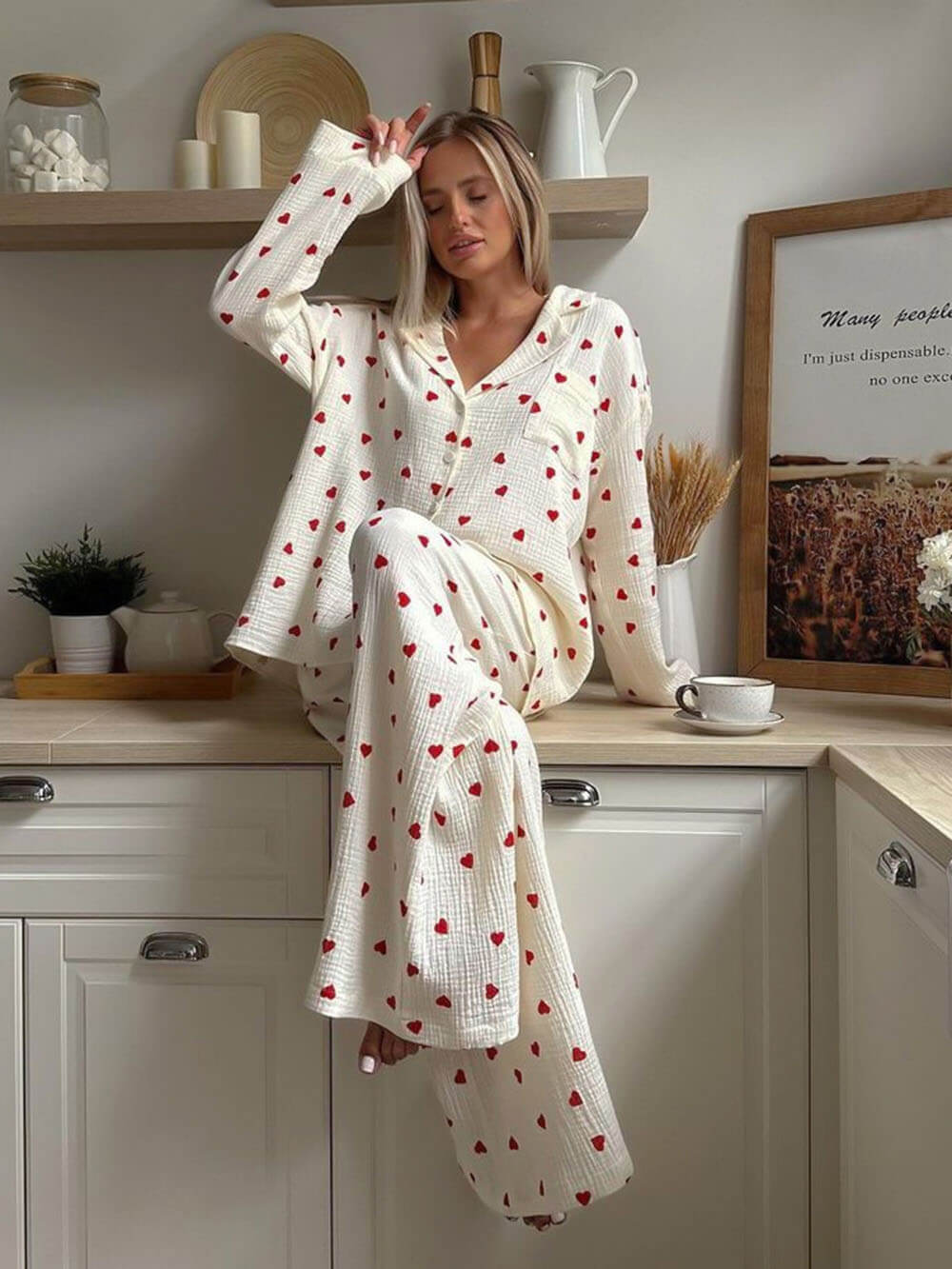 Ensembles de pyjama à imprimé coeur mignon