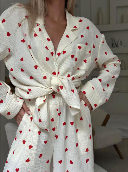 Ensembles de pyjama à imprimé coeur mignon