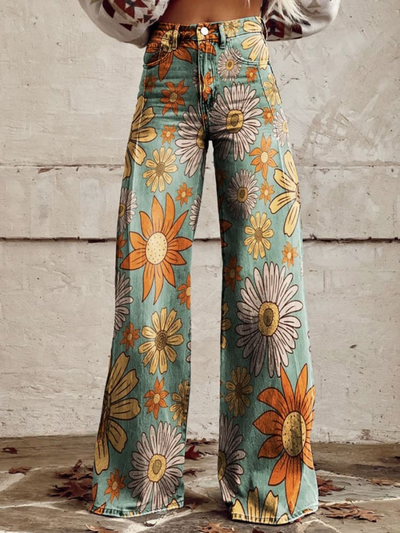 CIRILLA | Pantalon Palazzo à Motif Floral Vintage