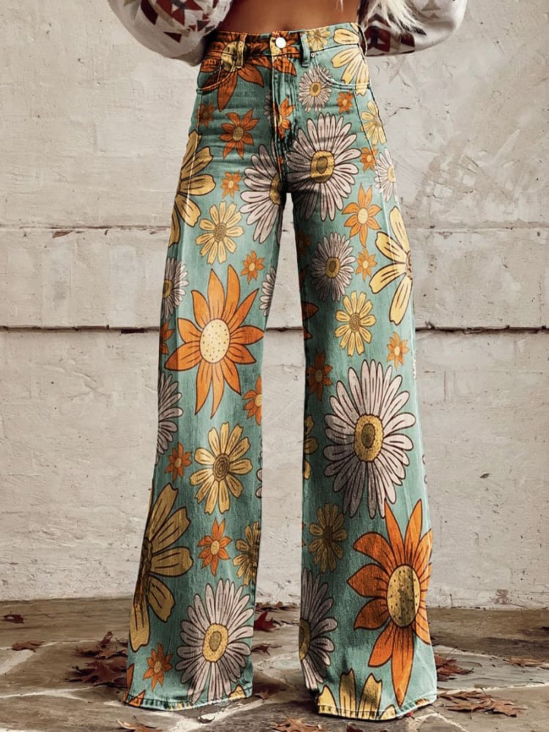 CIRILLA | Pantalon Palazzo à Motif Floral Vintage