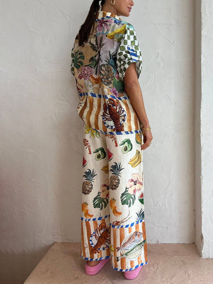 Combinaison Tropical Wide Leg Pants Suit