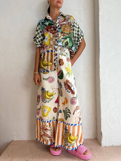 Combinaison Tropical Wide Leg Pants Suit