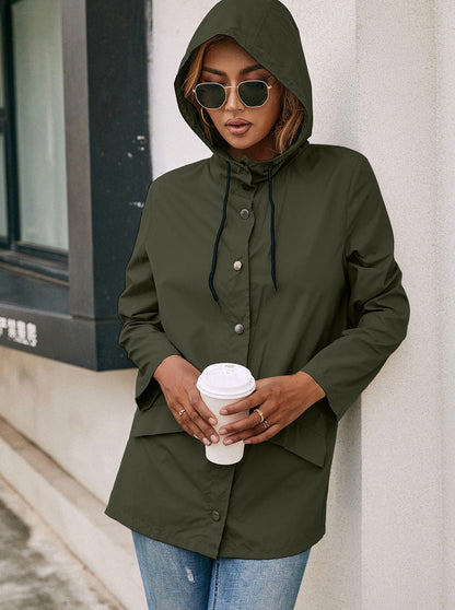 Veste à capuche boutonnée décontractée