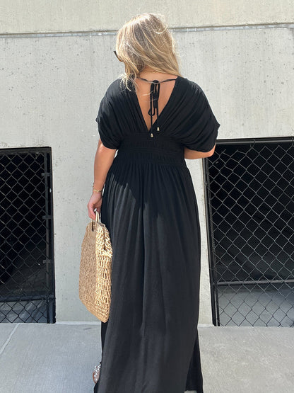 Robe longue noire à cœur brisé