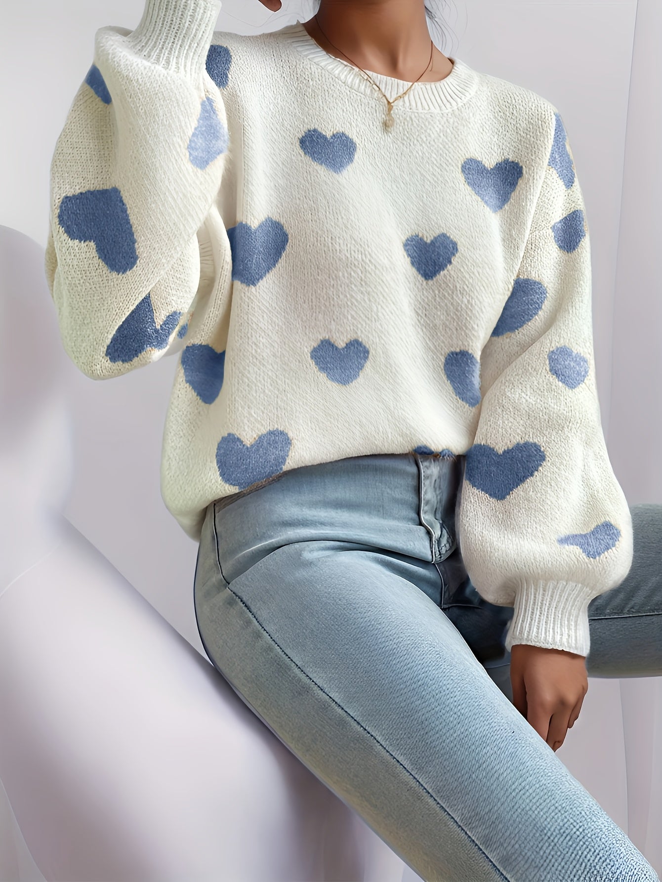 CAMILLE | Pull Doux à Motif Cœur Tendance et Élégant