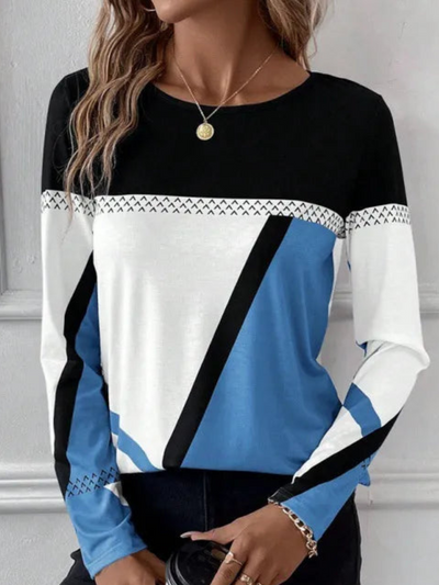 MIA | Blouse Élégante à Manches Longues et Blocs de Couleur