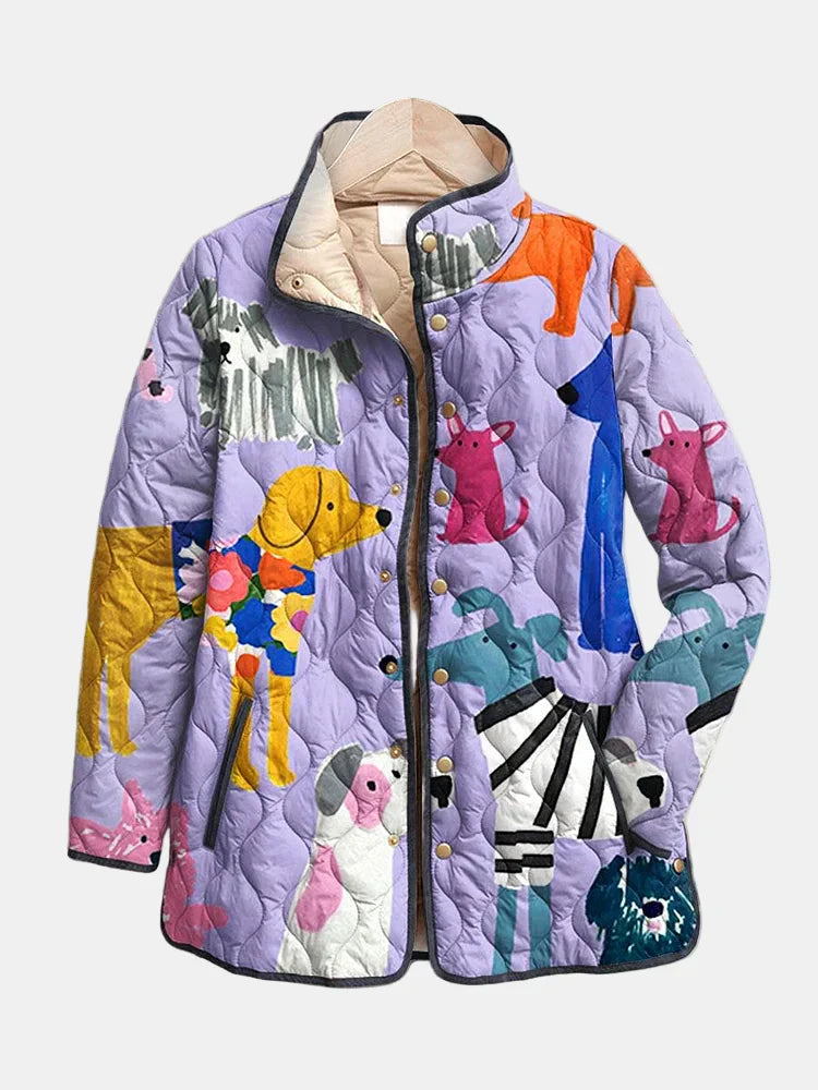 Rhea | Veste Matelassée Décontractée avec Imprimé Chien