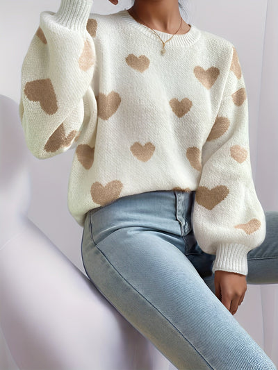 CAMILLE | Pull Doux à Motif Cœur Tendance et Élégant