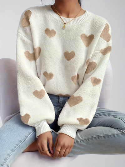 CAMILLE | Pull Doux à Motif Cœur Tendance et Élégant