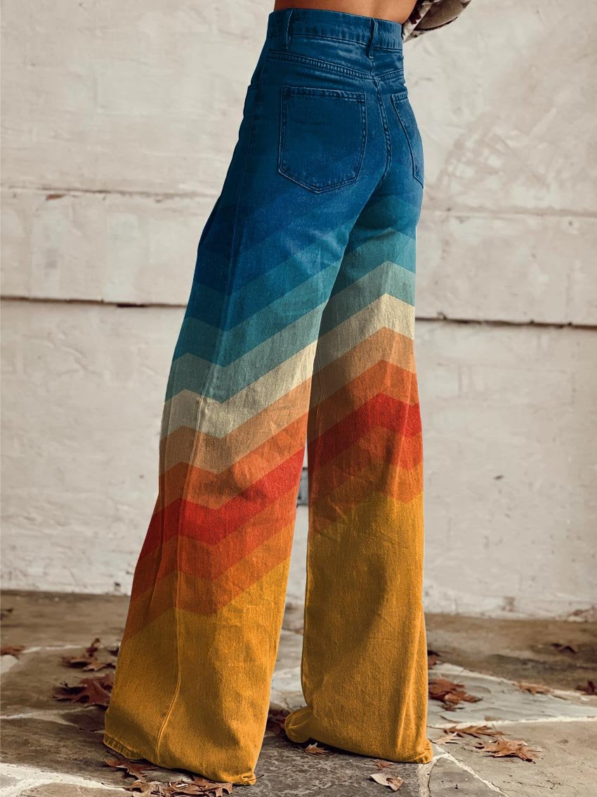 LÉA | Pantalon Rétro à Chevrons Élégant et Moderne