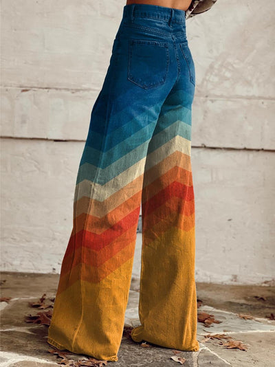 LÉA | Pantalon Rétro à Chevrons Élégant et Moderne