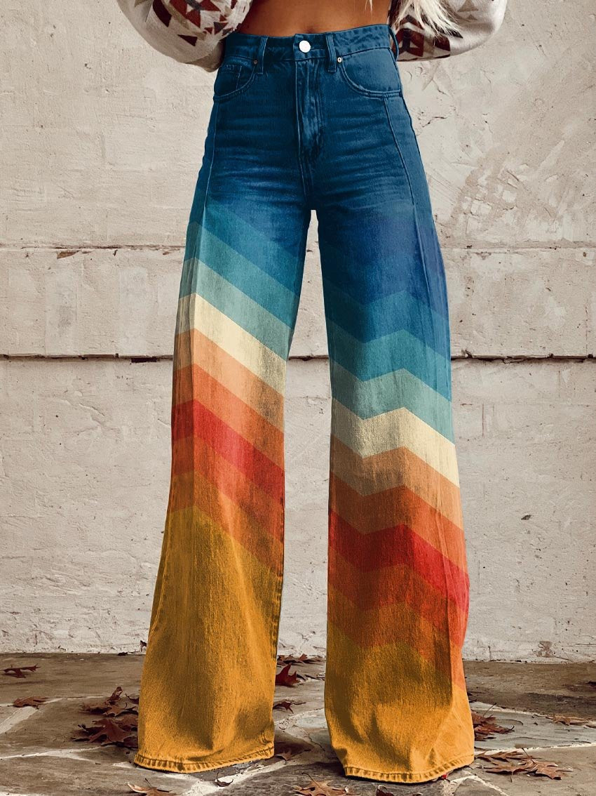 LÉA | Pantalon Rétro à Chevrons Élégant et Moderne