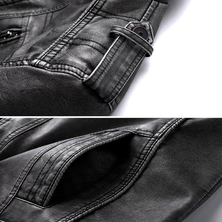 Lacroix™ | Délavée Veste Cuir Capuche