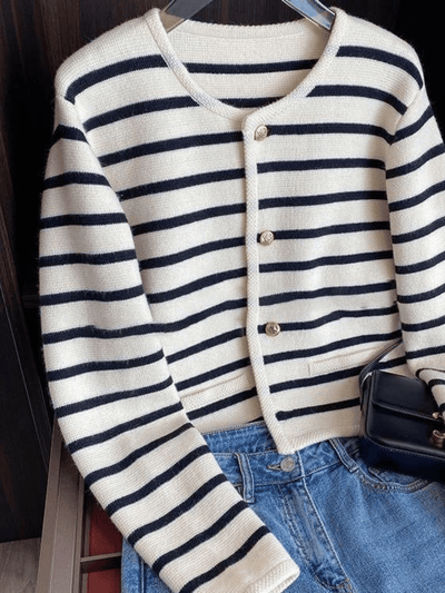 LUCIE | Cardigan Tricoté à Rayures Élégant et Confortable