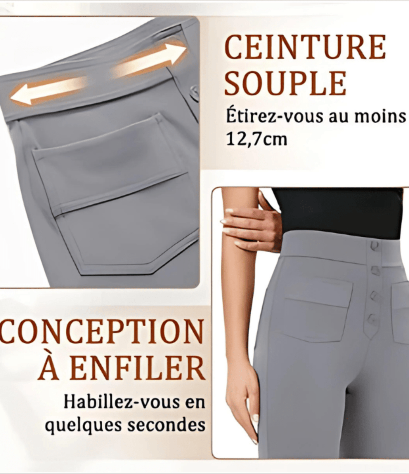 Pantalon Taille Haute Confortable Et Extensible Fitcurve™