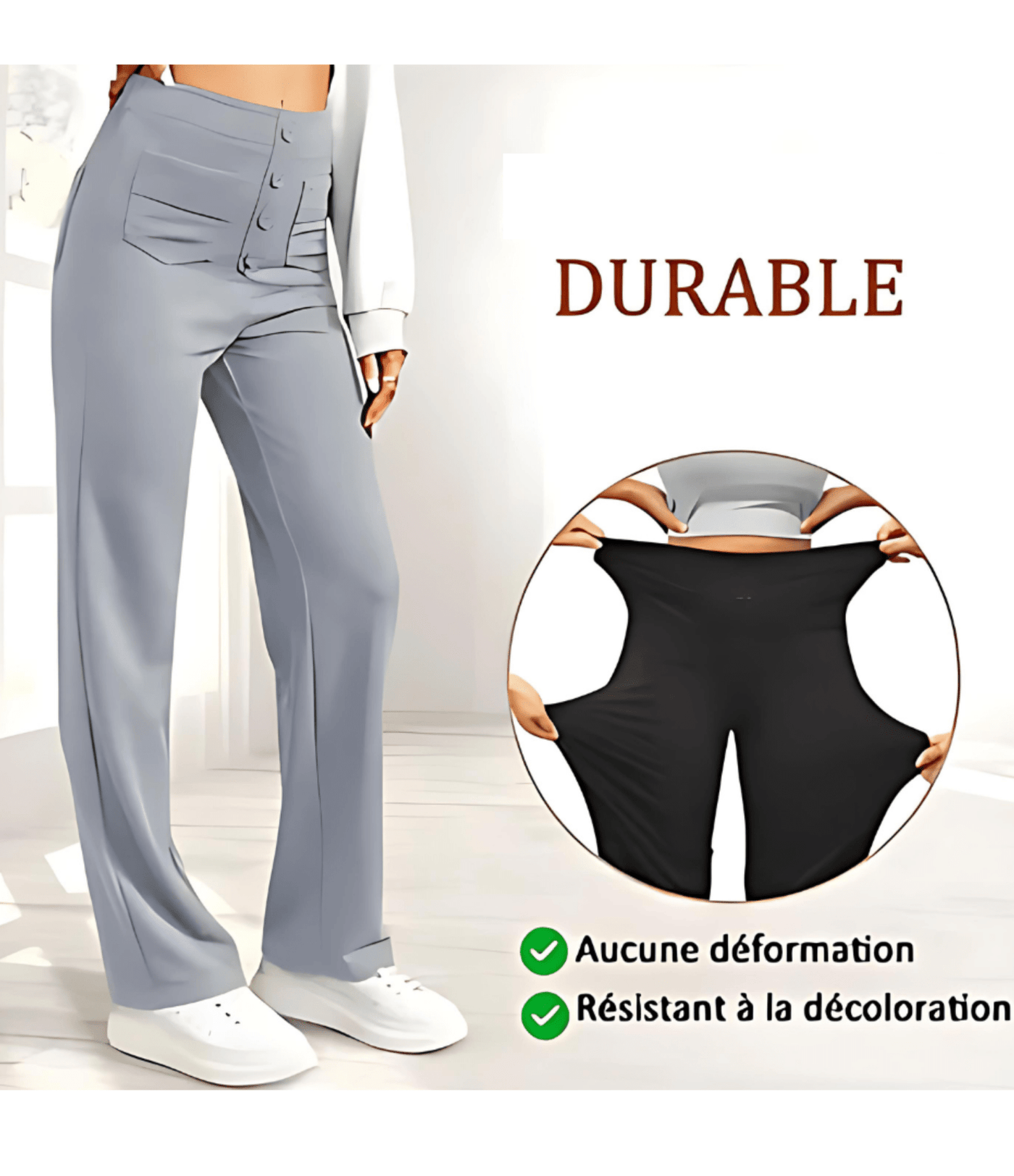 Pantalon Taille Haute Confortable Et Extensible Fitcurve™