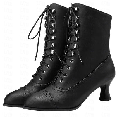 Victoria | Bottes à Lacets Mi-Talons Élégantes et Confortables