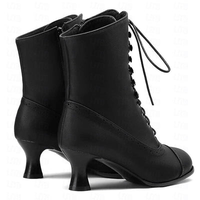 Victoria | Bottes à Lacets Mi-Talons Élégantes et Confortables