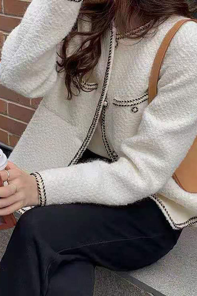 VITTORIA | Manteau Tweed Élégant avec Détails Brodés