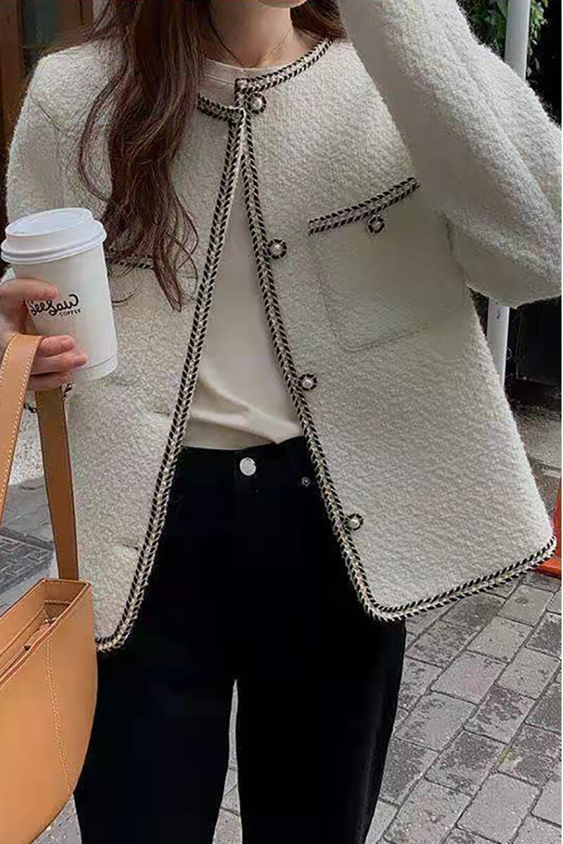 VITTORIA | Manteau Tweed Élégant avec Détails Brodés