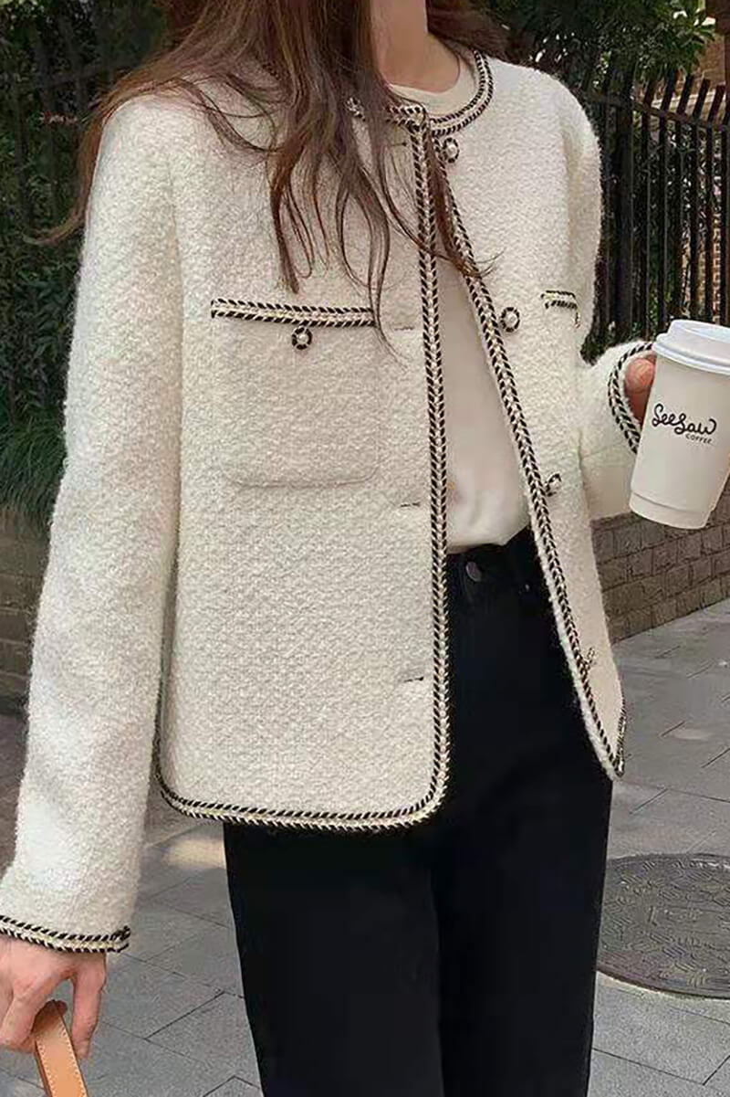 VITTORIA | Manteau Tweed Élégant avec Détails Brodés