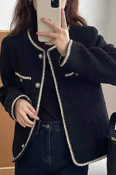 VITTORIA | Manteau Tweed Élégant avec Détails Brodés